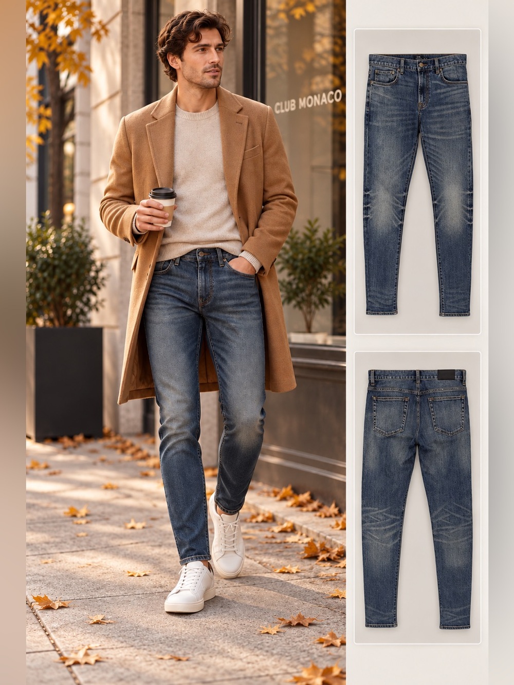 Club Monaco Men’s Faded Blue Stretch Jeans 32x32 Tapered Leg